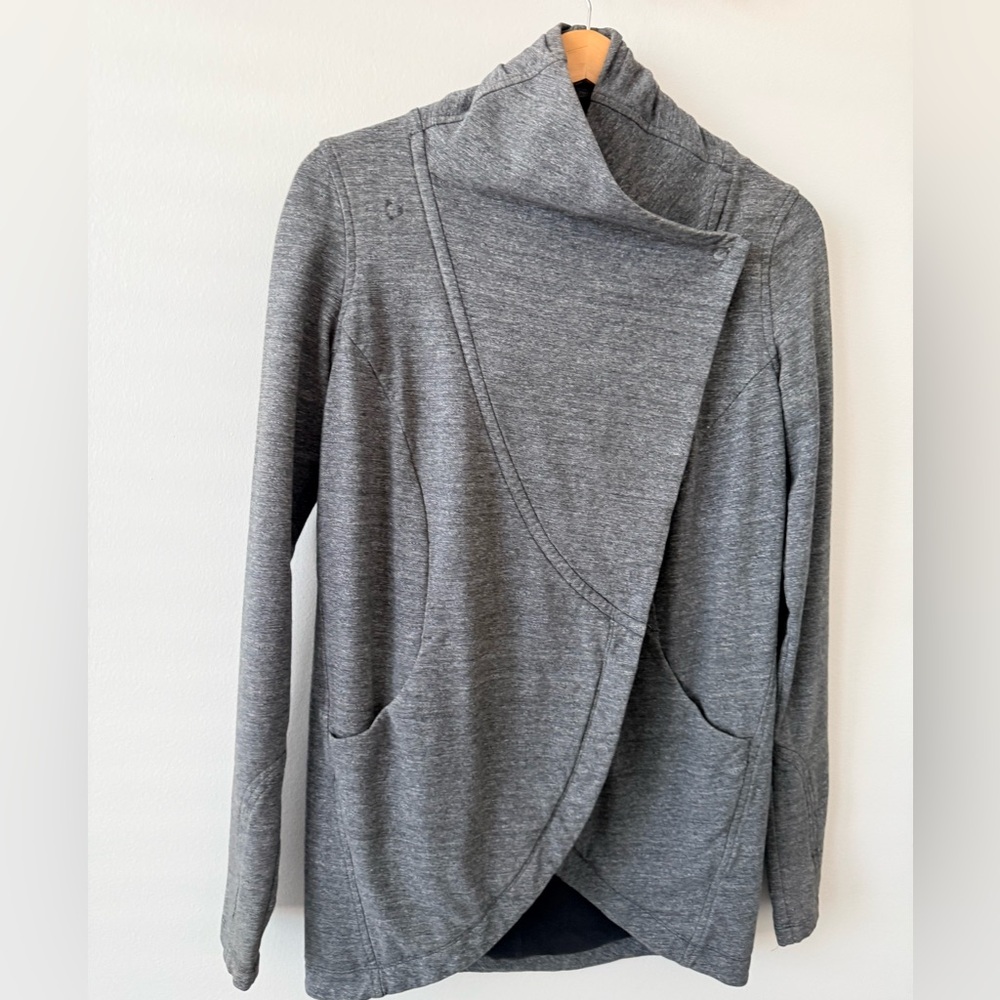 Lululemon That's A Wrap Sweater Jacket In Heather Snow Slub Coal - Picture 6 of 8